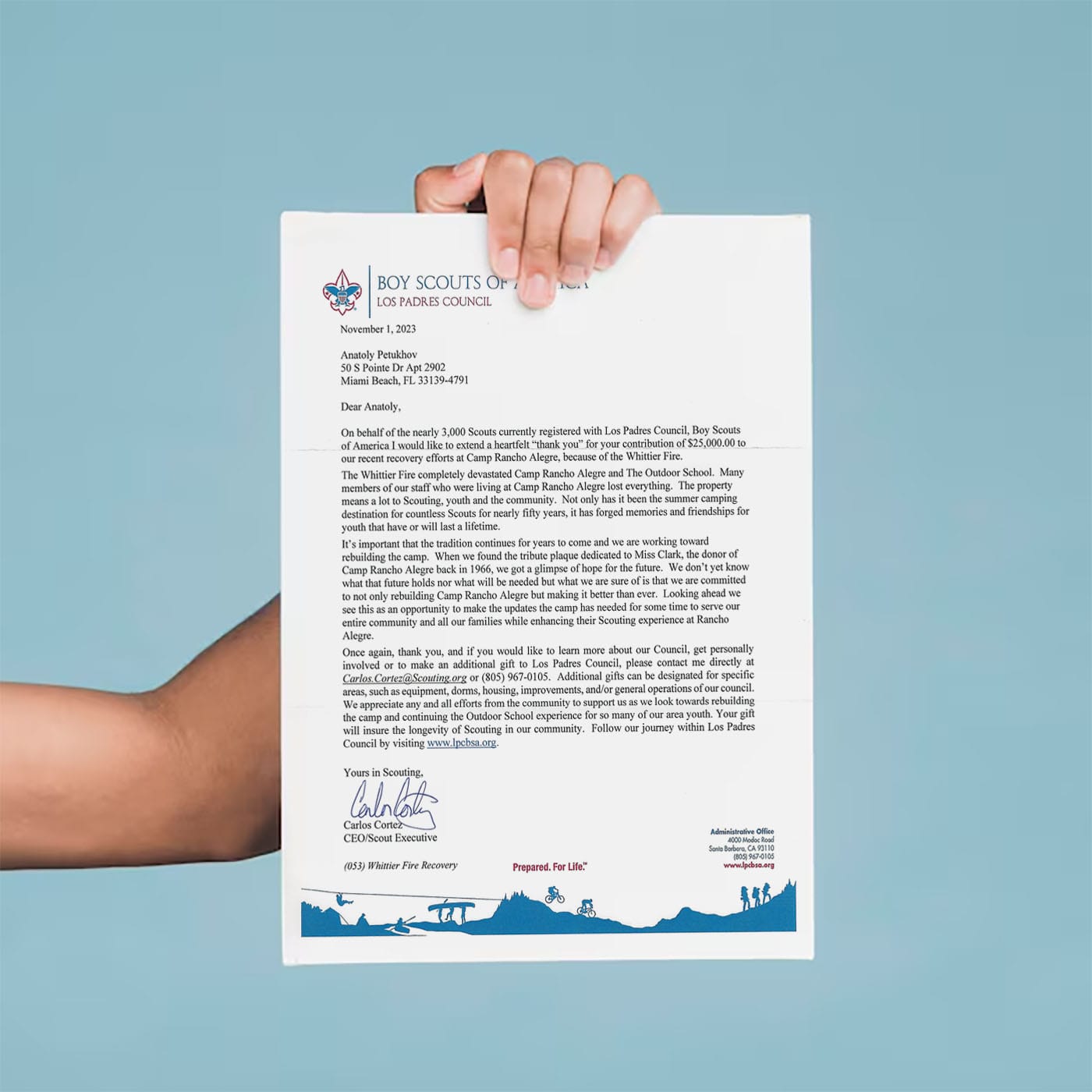 Anatoly Petukhov $25,000 donation to Boy Scouts of America